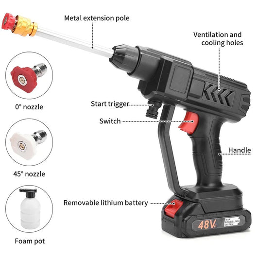 21V Cordless Pressure Washer, 50 Bar, Dual Battery